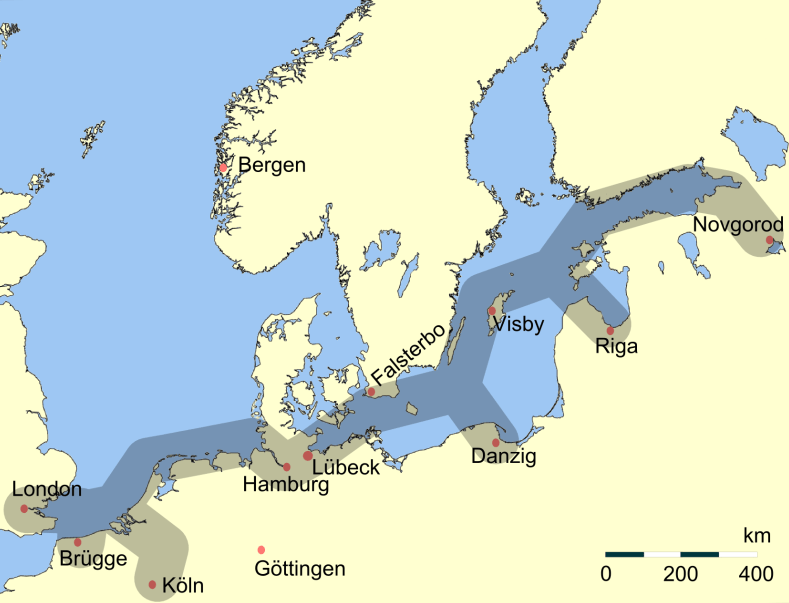 Main trade routes of the Hanseatic League